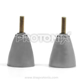 Front view of adjustable legs for Whirlpool refrigerator showing screw threads and locking system