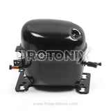 LG refrigerator compressor model MA72LHEG with copper inlet and outlet pipes on left side