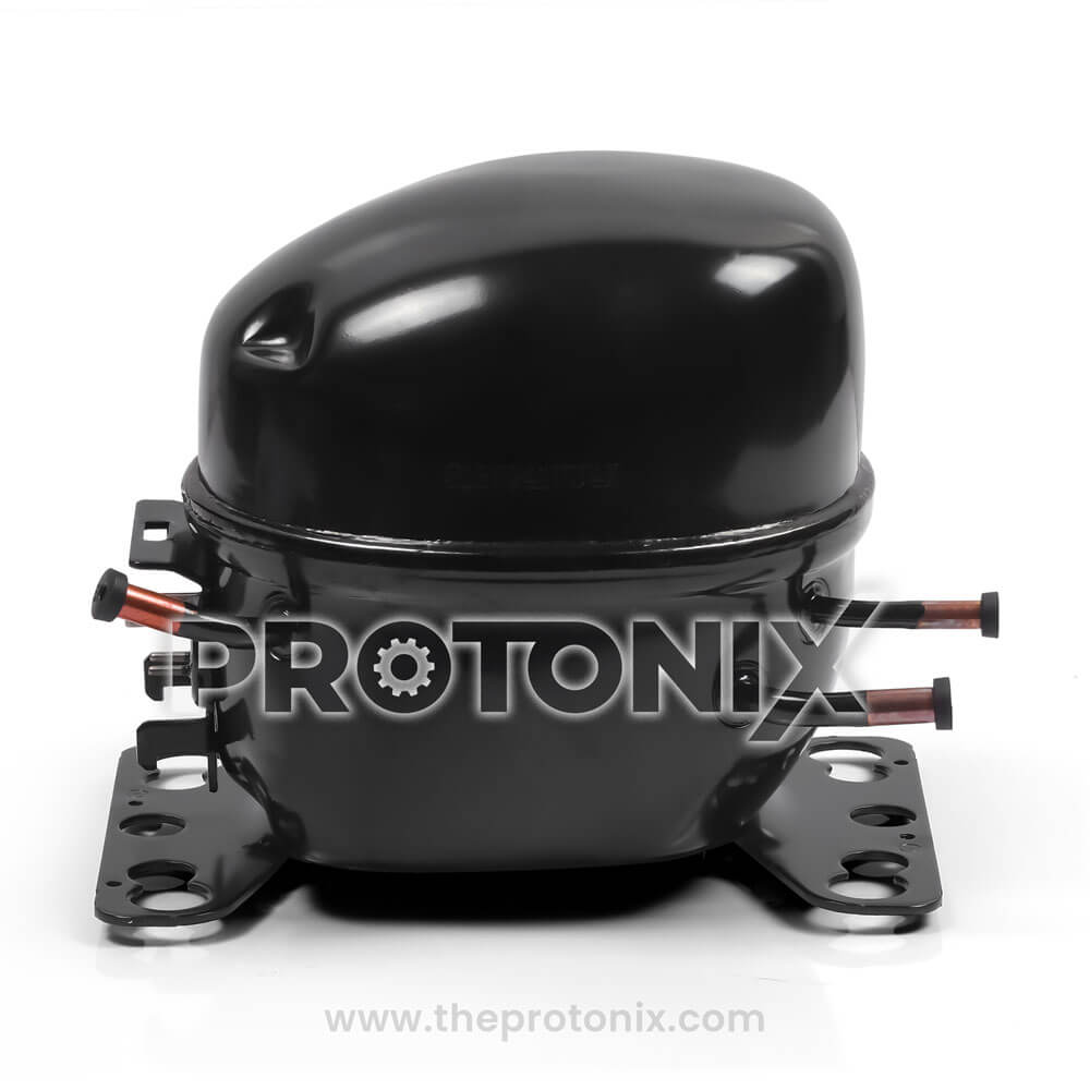 Front view of ASF51X W13M compressor for Whirlpool refrigerator with metal build