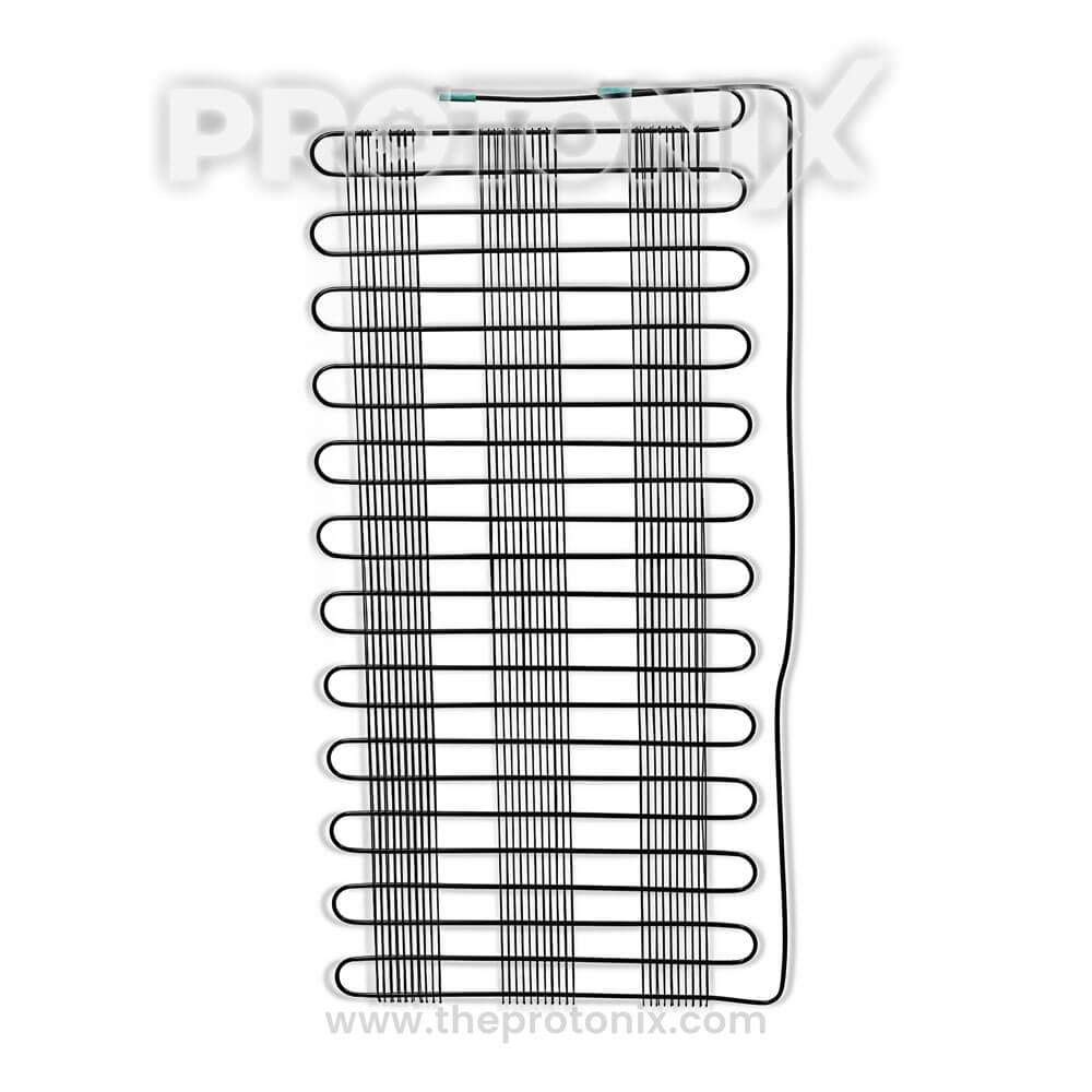 Front view of 12-turn condenser coil for double-door refrigerator with black coating