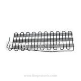 Top angle of 10-turn condenser coil highlighting pipe connections and coil loops