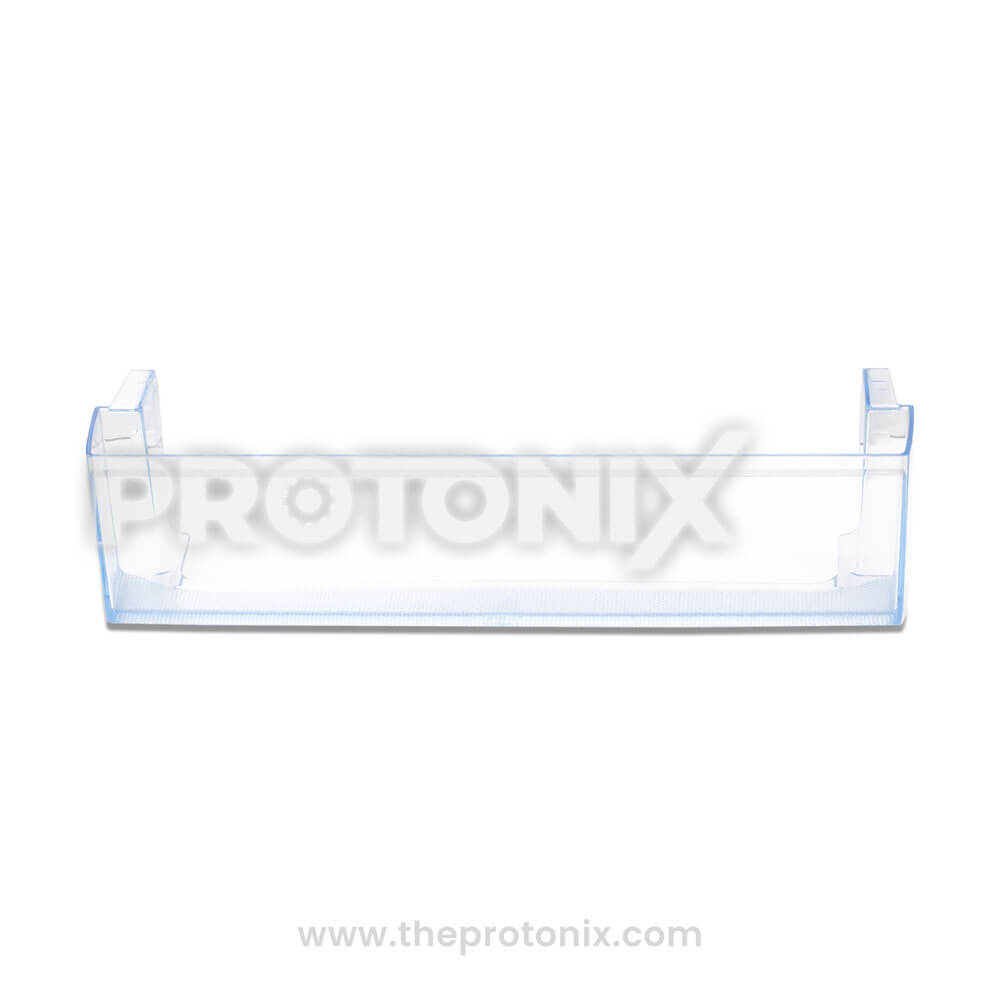 Front view of bottle shelf for Samsung single-door refrigerator showing wide frame