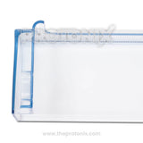Close-up of bottle shelf for Samsung single-door refrigerator highlighting plastic build and smooth finish