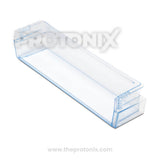 Side profile of bottle shelf for LG double-door refrigerator showing strong structure