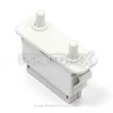 Side profile of 5-pin door switch for LG refrigerator with terminals and button