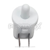 Top view of 2-pin door switch for Godrej refrigerator showing pin and control button