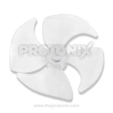 Back profile of fan blade for refrigerator showing hub connection and blade support structure (transparent)