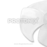 Close-up of transparent fan blade for refrigerator with smooth finish and airflow design