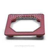 Front view of stand for single-door refrigerator with strong frame and base support (red)