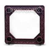 Back view of stand for double-door refrigerator showing base design and support