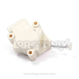 Back view of LG drain motor assembly for top-load washing machine