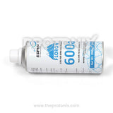 Side profile of R600a refrigerant gas bottle for refrigerator with blue logo and product details with 200g