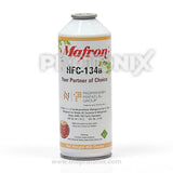 Front view of Mafron HFC-134a refrigerant gas bottle for refrigerator showing branding label (450g)
