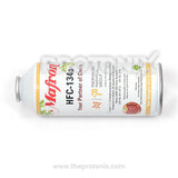 Side profile of Mafron HFC-134a refrigerant gas bottle for refrigerator with 450g net weight