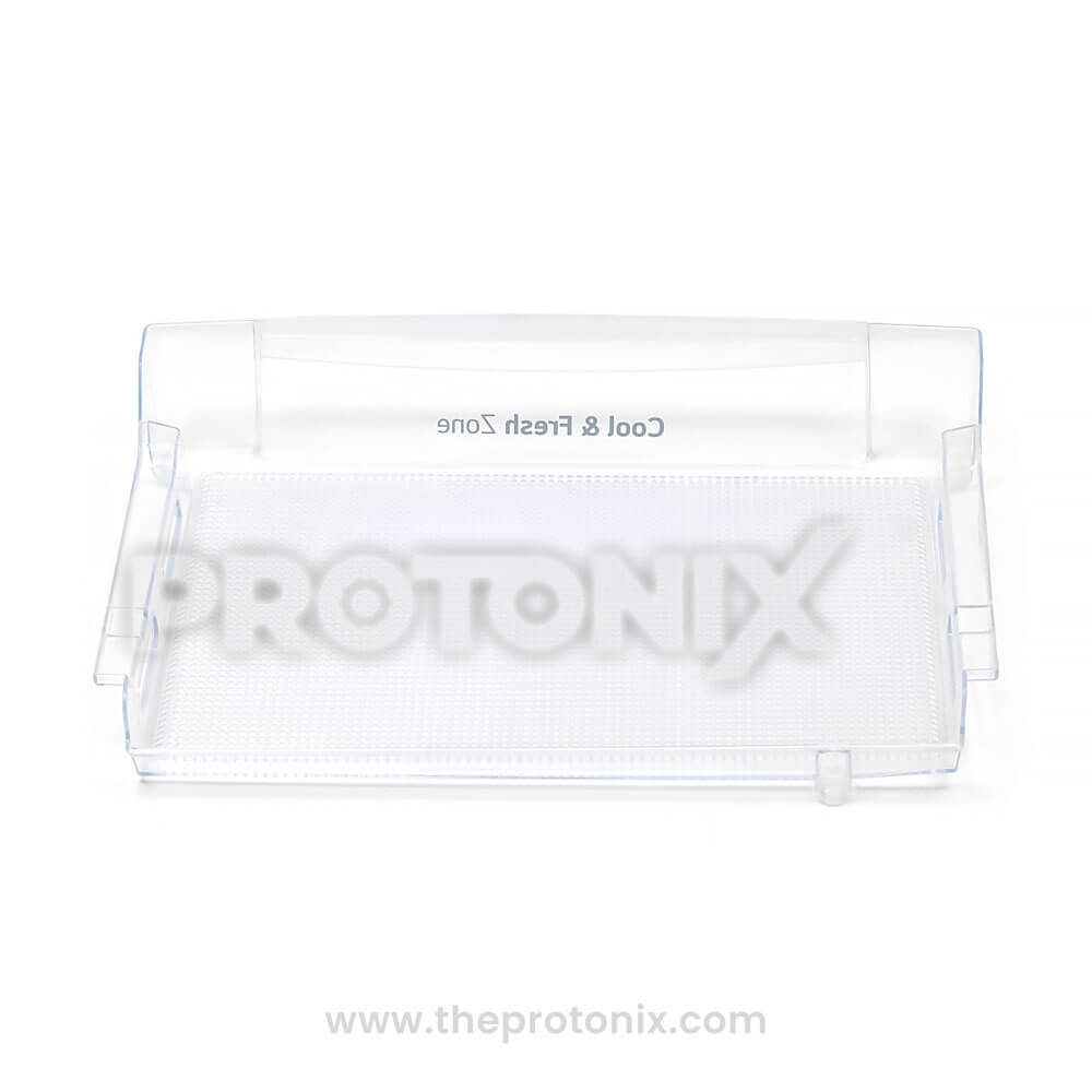 Front view of chiller shelf tray for LG single-door refrigerator with transparent body