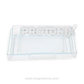 Front view of chiller shelf tray for Samsung single-door refrigerator with transparent finish