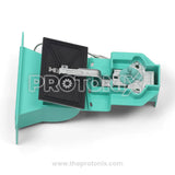 Back view of damper thermostat for Samsung double-door refrigerator showing internal flap and metal lever mechanism