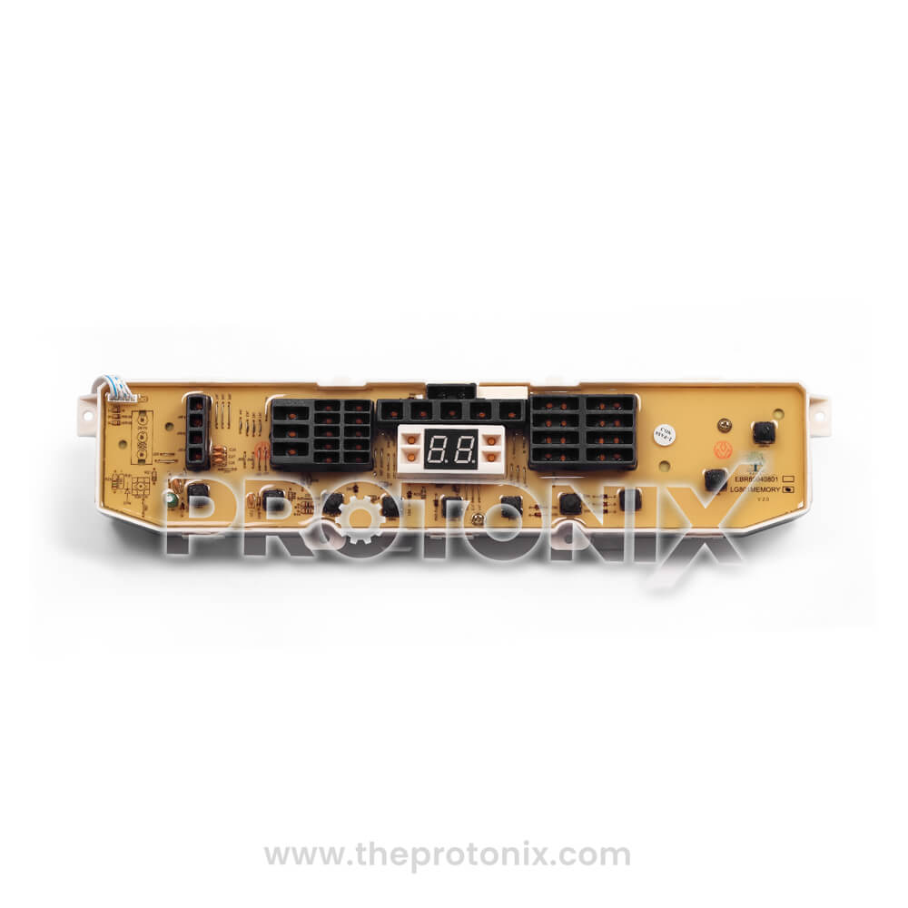 Front view of LG top-load 10-button PCB (LG801MEMORY) with digital display