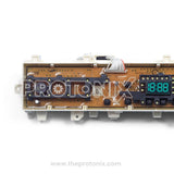Front view of Samsung top-load PCB with digital display and strong brown board build