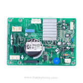 Front view of LG single-door inverter refrigerator PCB highlighting connectors and solid heat sink