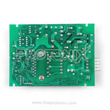 Back profile of Godrej inverter refrigerator PCB (model-specific) showing solder joints and wiring tracks