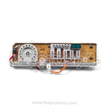 Front view of Samsung inverter front-load PCB (4-digit display) highlighting connectors and display