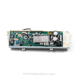 Back profile of Samsung inverter front-load PCB (2-digit display) highlighting connectors and green board