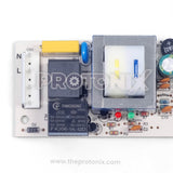 Close-up of Samsung double-door refrigerator PCB (DC41-00472H) relay, capacitors, and connectors
