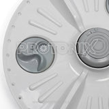 Close-up of LG 6kg top-load washing machine pulsator with flower design