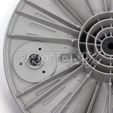 LG 10kg top-load washing machine pulsator highlighted with gray flower patterns