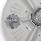 LG top-load 10kg washing machine pulsator close-up view showing tiny holes on plate