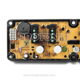 Close-up of Godrej top-load 5-button PCB (2-digit display) section showing brand logo and strong build