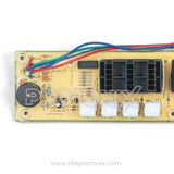 Videocon top-load 7-button PCB (7SEGU225) circuit board showing yellow board