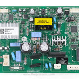 Close-up of part code and model details on LG double-door inverter refrigerator PCB - EBR82048533