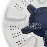 Close-up of Samsung 6kg top-load washing machine pulsator with blue cap and holes