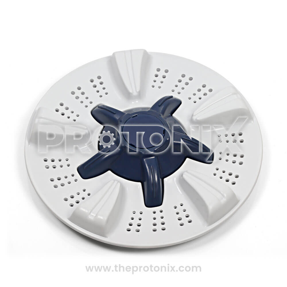 Front view of Samsung top-load 6kg washing machine pulsator with blue cap and white plate
