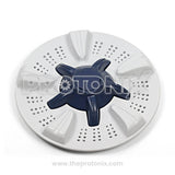 Front view of Samsung top-load 6kg washing machine pulsator with blue cap and white plate