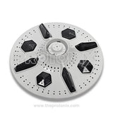 Front view of Whirlpool 9kg top-load washing machine pulsator with black & white color
