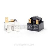 Close-up front view of 4-pin relay and OLP for refrigerator