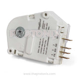 Bottom view of a 4-pin defrost timer suitable for Whirlpool refrigerators.