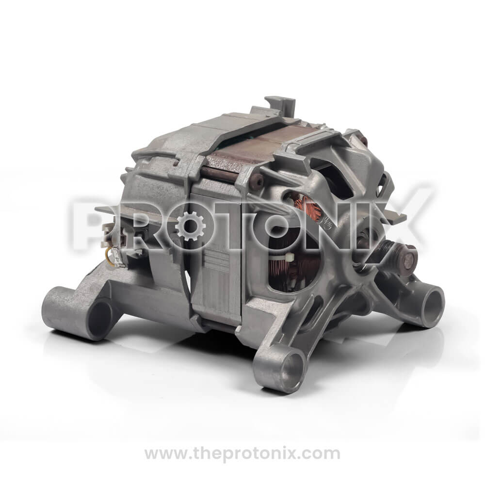 Side profile of Siemens washing machine motor for front-load machine with shaft and connector