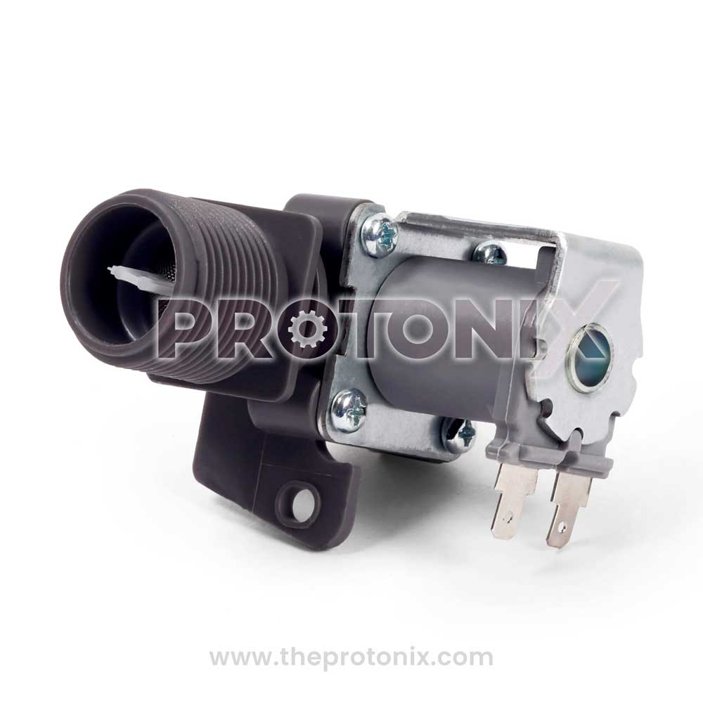 Water inlet valve for Samsung top-load washing machine showing electrical terminals and connector.