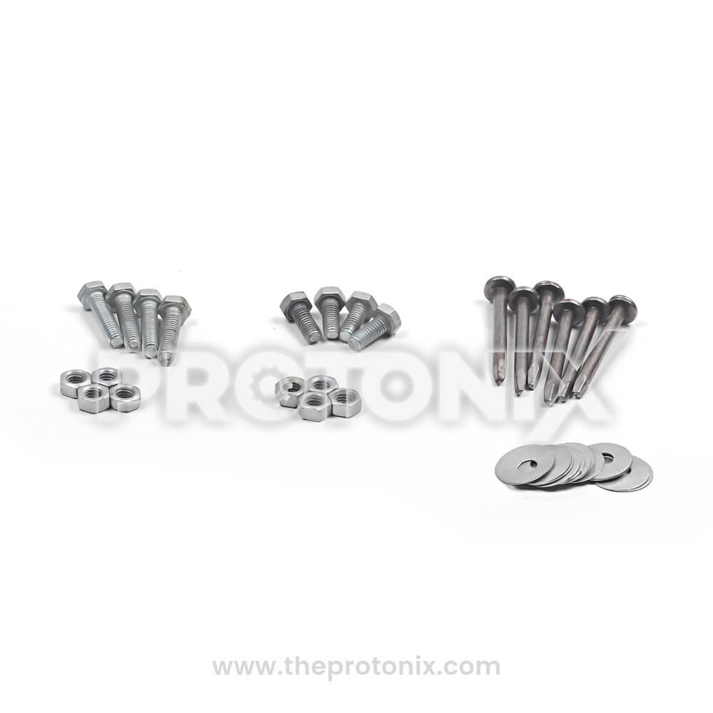 Complete set of bolts, nuts and nails for securing small air conditioner outdoor unit