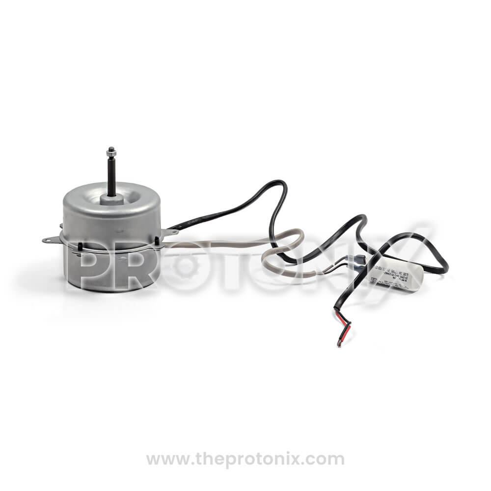 Front view of outdoor fan motor for Voltas air conditioner showing wire connection