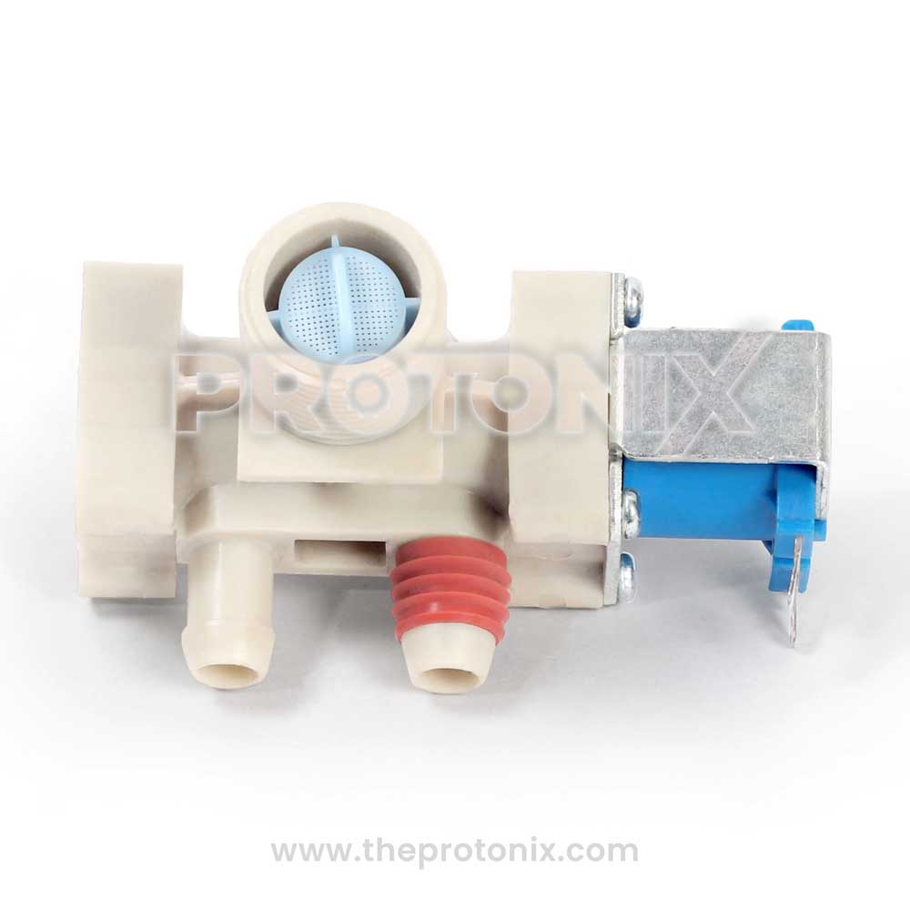 LG top-load washing machine DC water inlet valve in blue with visible electrical connectors