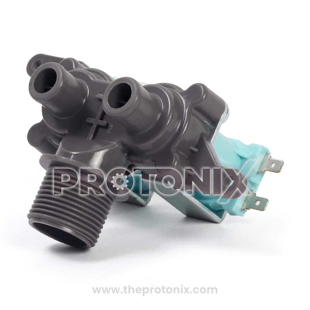2-way water inlet valve for Panasonic top-load washing machine featuring dual inlets.