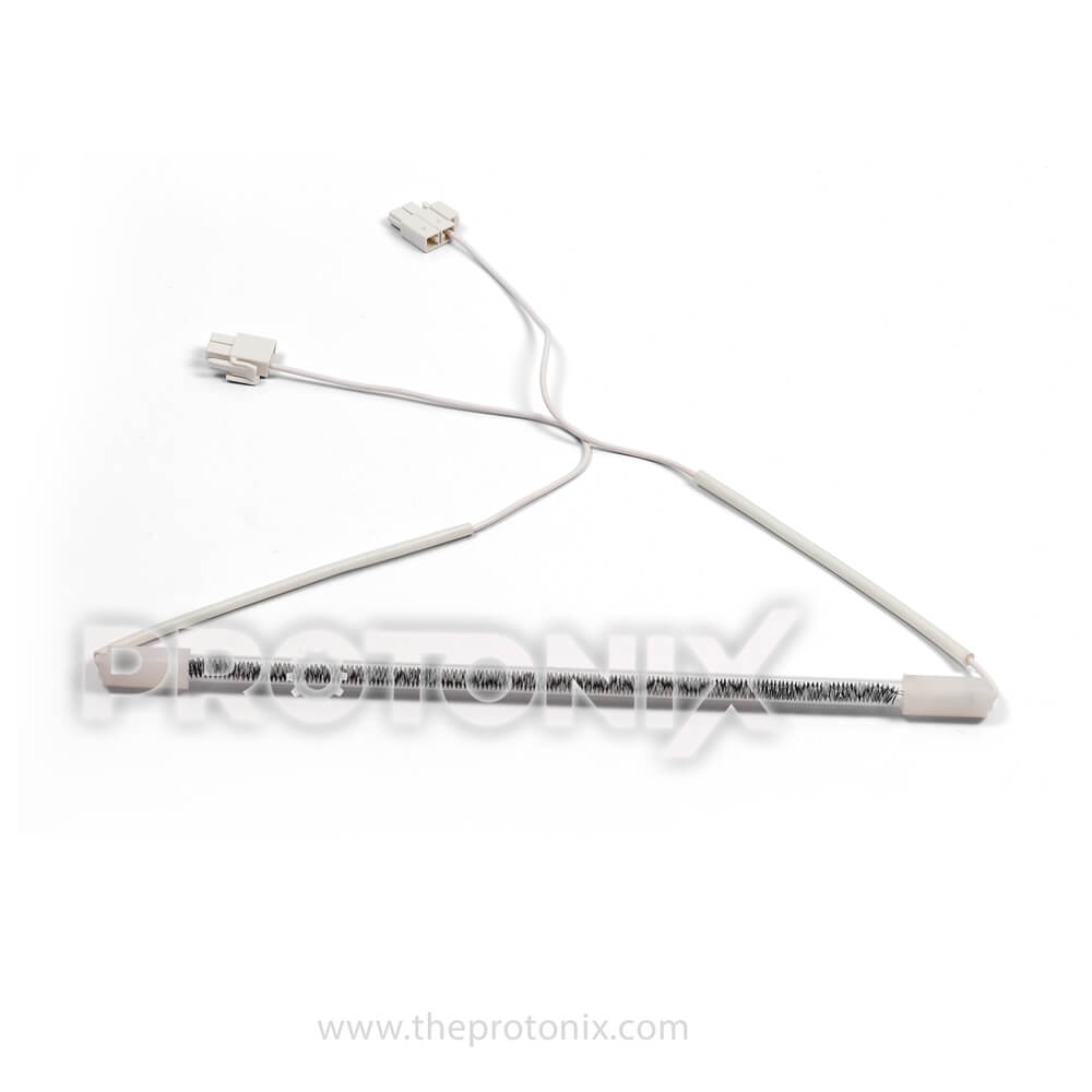 Front view of 12 Inch defrost heater element for refrigerator with attached wires