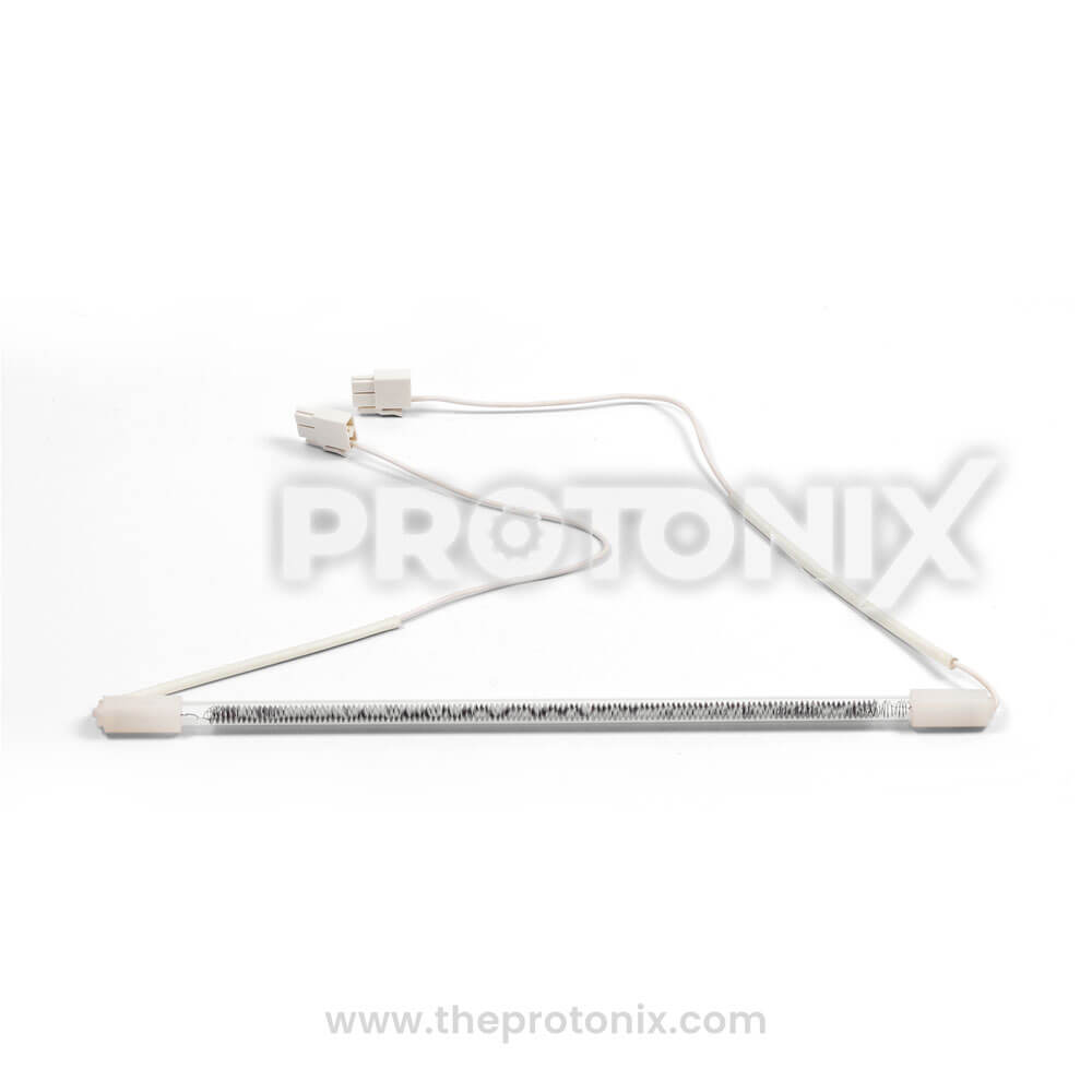 Front view of 13 Inch defrost heater element for refrigerator with wire connectors