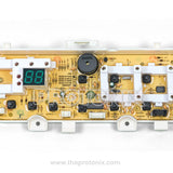 Meddle close-up of Samsung top-load 13-button PCB imported showing yellow board