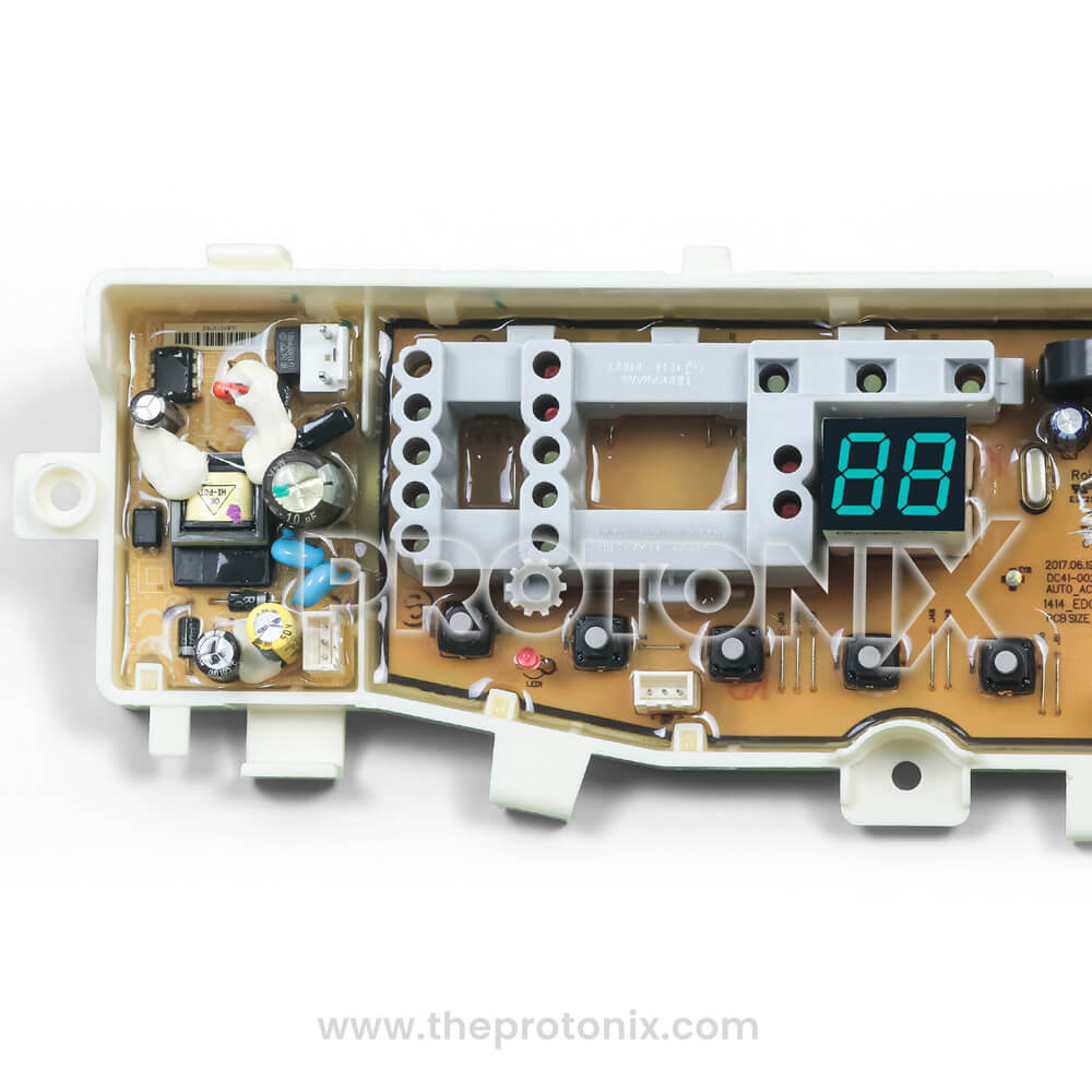 Side profile of Samsung top-load 13-button PCB original showing display